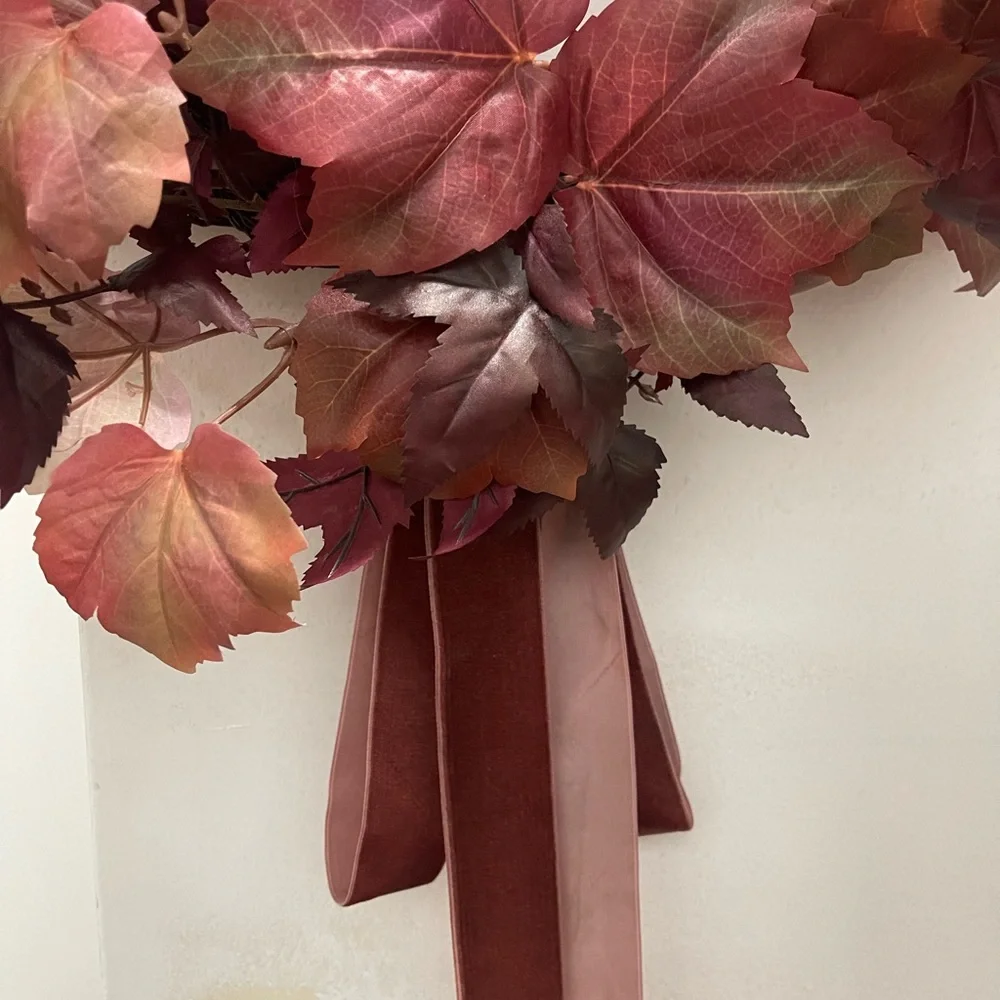 30” Mixed Leaf Artificial Wreath Red Fall - Threshold designed with Studio McGee